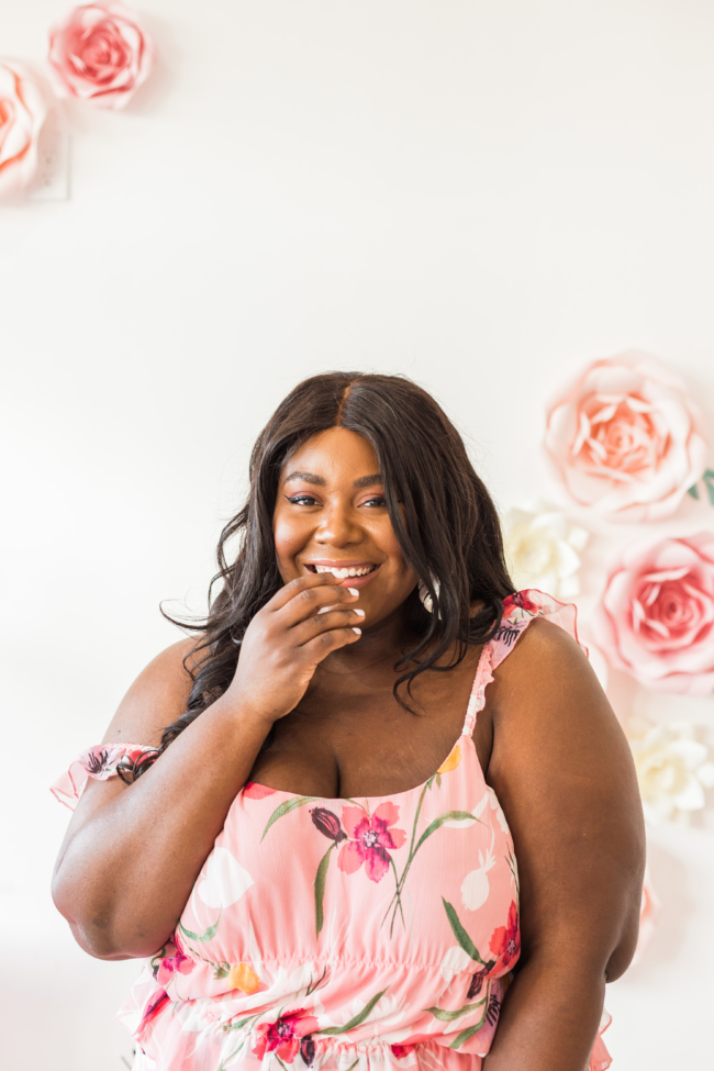 Musings of a Curvy Lady, Plus Size Fashion, Plus Size Summer Outfit, All Pink Outfit, Vacation Outfit Ideas, Pink Places, Steve Madden, Issy Sandals, Boba Tea, Jacksonville Florida, NYC Blogger, Leith Floral Chiffon Skirt, Leith Floral Chiffon Top