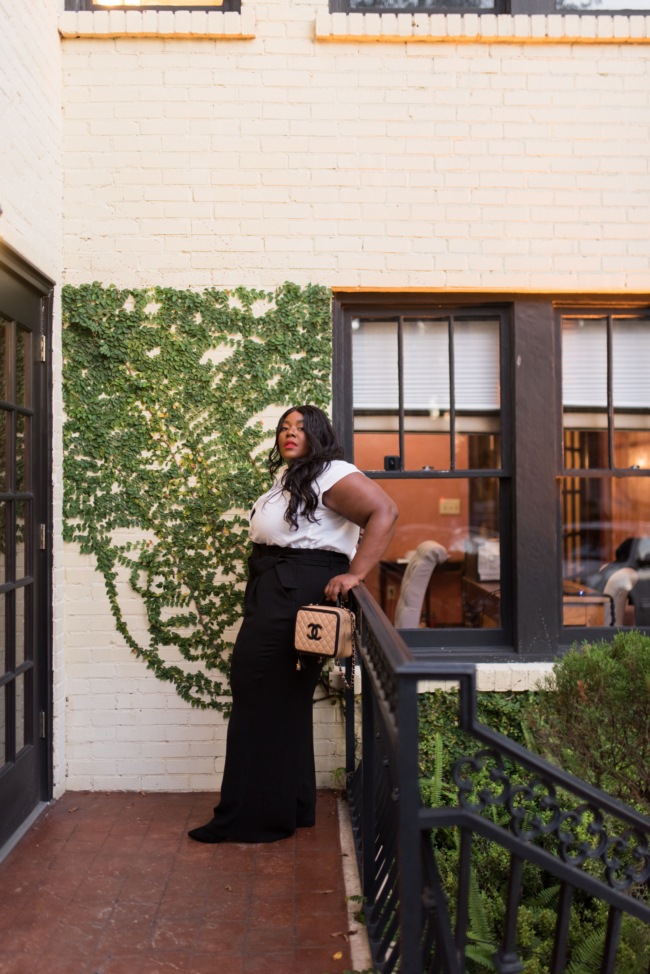 Musings of a Curvy Lady, Eloquii, Walmart, Chanel Vanity Case, Black and White Outfit, Plus Size Work Wear, Plus Size Office Attire 