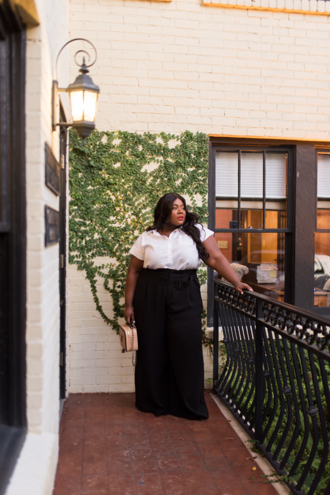 Musings of a Curvy Lady, Eloquii, Walmart, Chanel Vanity Case, Black and White Outfit, Plus Size Work Wear, Plus Size Office Attire 