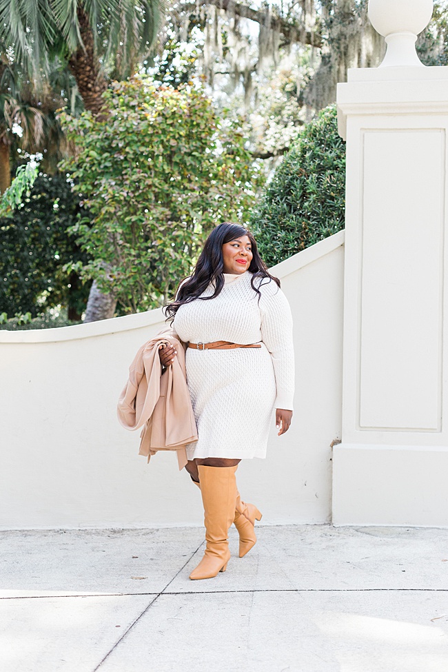 Eloquii Honeycomb Sweater Dress, Plus Size Fashion, Musings of a Curvy Lady, Eloquii Boots, Tory Burch, Fall Fashion