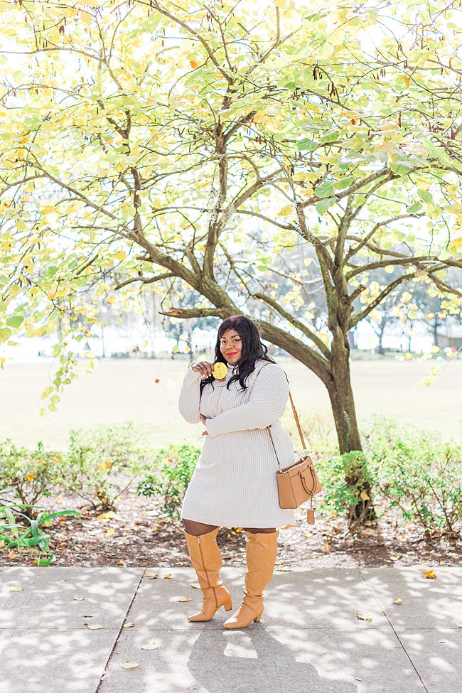 Eloquii Honeycomb Sweater Dress, Plus Size Fashion, Musings of a Curvy Lady, Eloquii Boots, Tory Burch, Fall Fashion