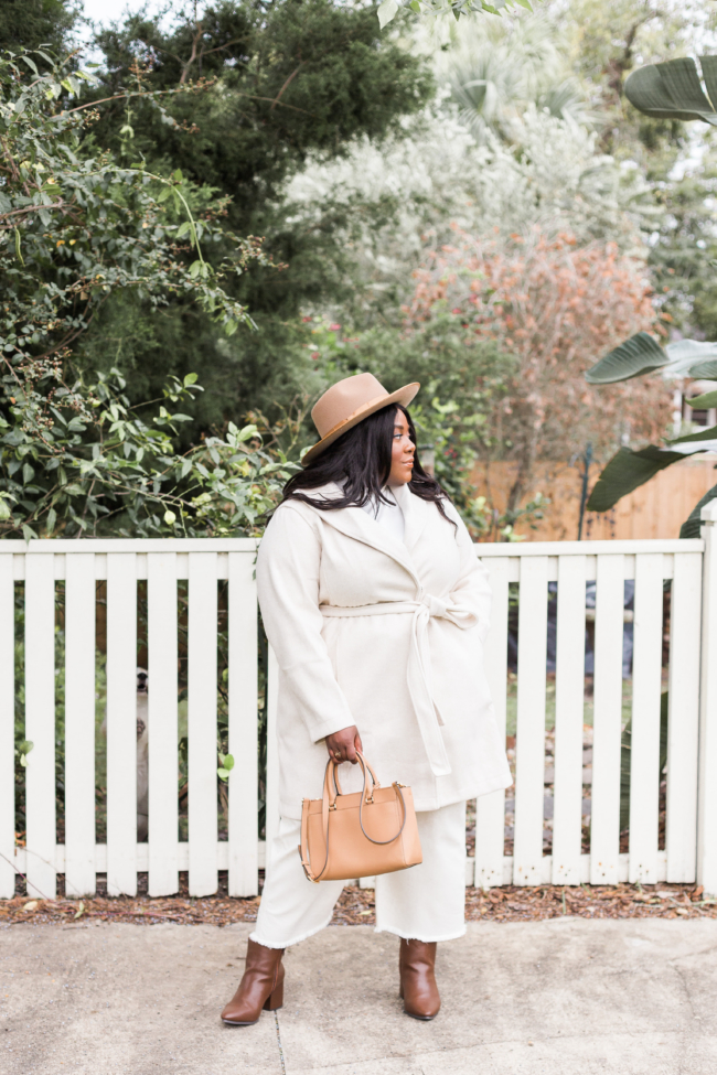 Musings of a Curvy Lady, Lane Bryant, Winter Fashion, Plus Size Fashion, Plus Size Fall Fashion, Cropped Wide Leg Jeans, Plaid Blazer, Gigi Pip, Eloquii Turtleneck, Tory Burch, Winter Neutrals