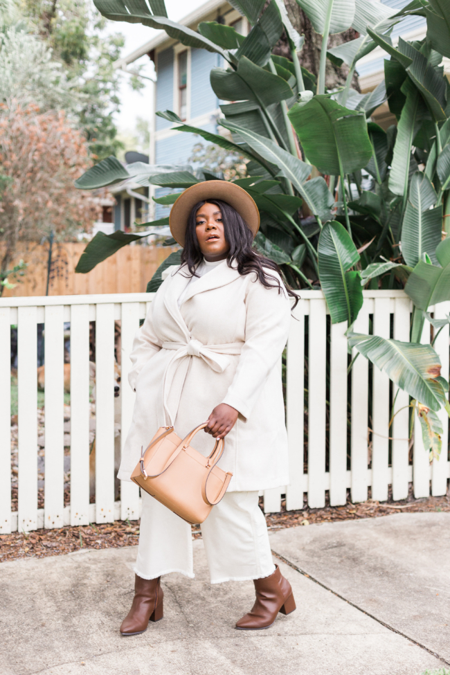 Musings of a Curvy Lady, Lane Bryant, Winter Fashion, Plus Size Fashion, Plus Size Fall Fashion, Cropped Wide Leg Jeans, Plaid Blazer, Gigi Pip, Eloquii Turtleneck, Tory Burch, Winter Neutrals