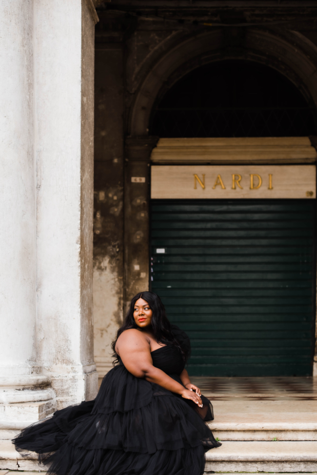 Lace and Beads Tulle Gown, Plus Size Fashion, Plus Size Gown, Venice Italy, Venice, San Marco Square, ASOS, Musings of a Curvy Lady, Kate Spade Licorice Heel, Fat Girls Traveling, Plus Model, Plus Size Model, NYC Blogger, European Blogger, Black Girls That Blog, Style, Curvy Style, Women's Fashion, Occasion wear, Plus Size Special Occasion