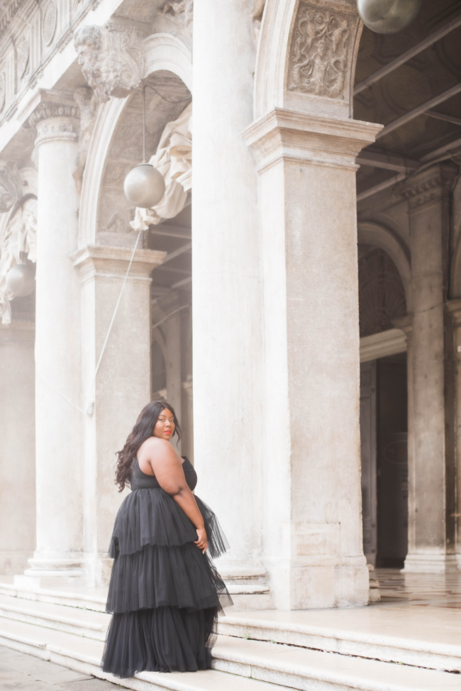 Lace and Beads Tulle Gown, Plus Size Fashion, Plus Size Gown, Venice Italy, Venice, San Marco Square, ASOS, Musings of a Curvy Lady, Kate Spade Licorice Heel, Fat Girls Traveling, Plus Model, Plus Size Model, NYC Blogger, European Blogger, Black Girls That Blog, Style, Curvy Style, Women's Fashion, Occasion wear, Plus Size Special Occasion