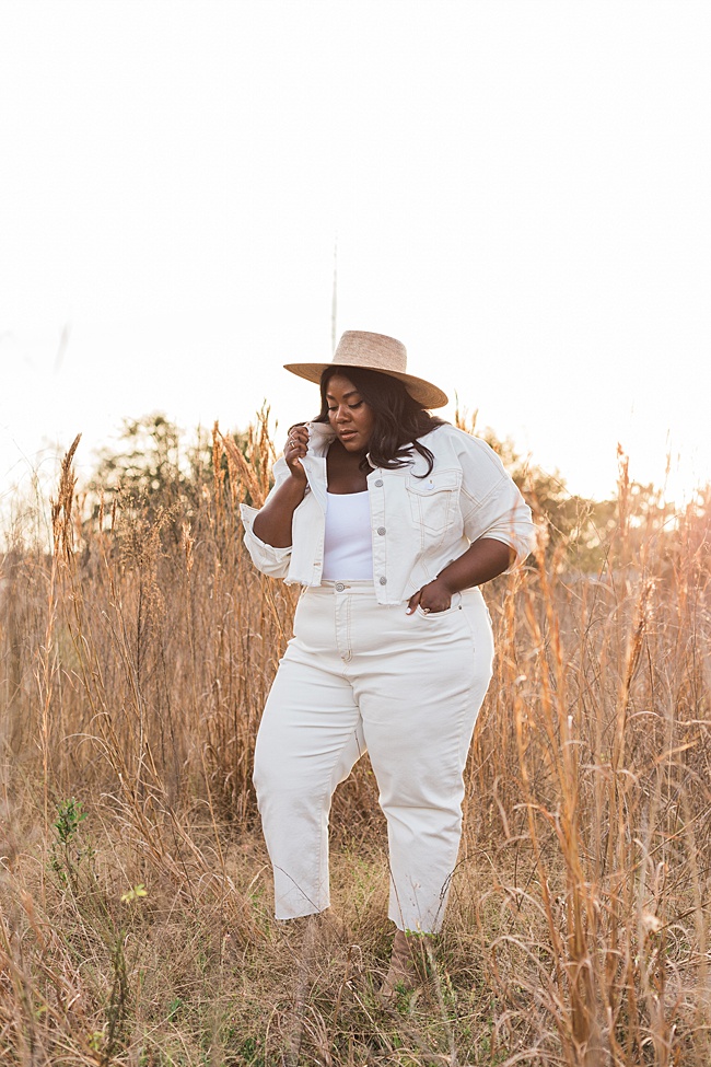 Coachella, Coronavirus, Eloquii, Plus Size Fashion, Cropped Denim Jacket, Plus Size Mom Jeans, Lack of Color Palma Hat, Monochromatic Outfit, Women's Fashion