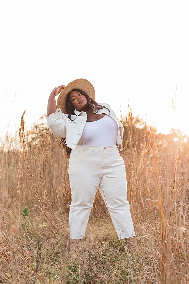 Coachella, Coronavirus, Eloquii, Plus Size Fashion, Cropped Denim Jacket, Plus Size Mom Jeans, Lack of Color Palma Hat, Monochromatic Outfit, Women's Fashion