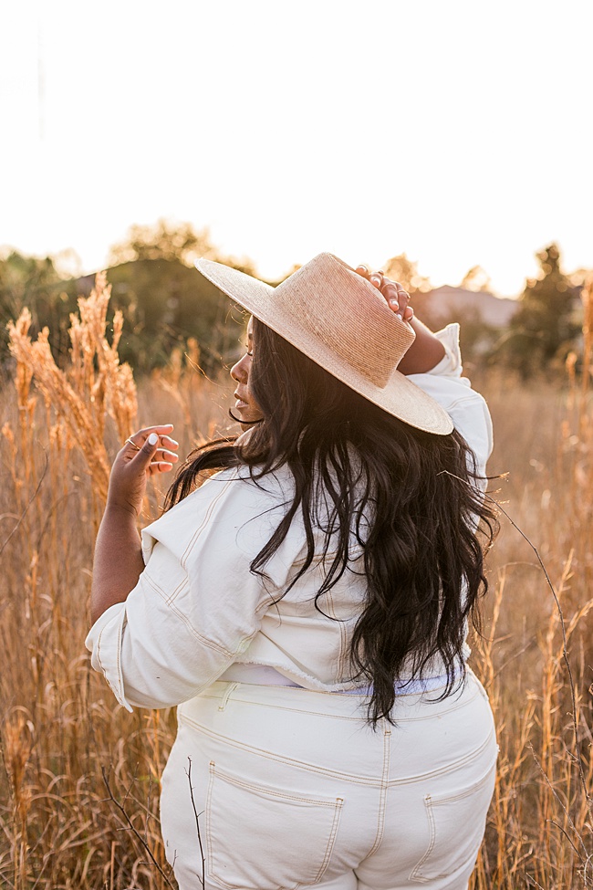 Coachella, Coronavirus, Eloquii, Plus Size Fashion, Cropped Denim Jacket, Plus Size Mom Jeans, Lack of Color Palma Hat, Monochromatic Outfit, Women's Fashion