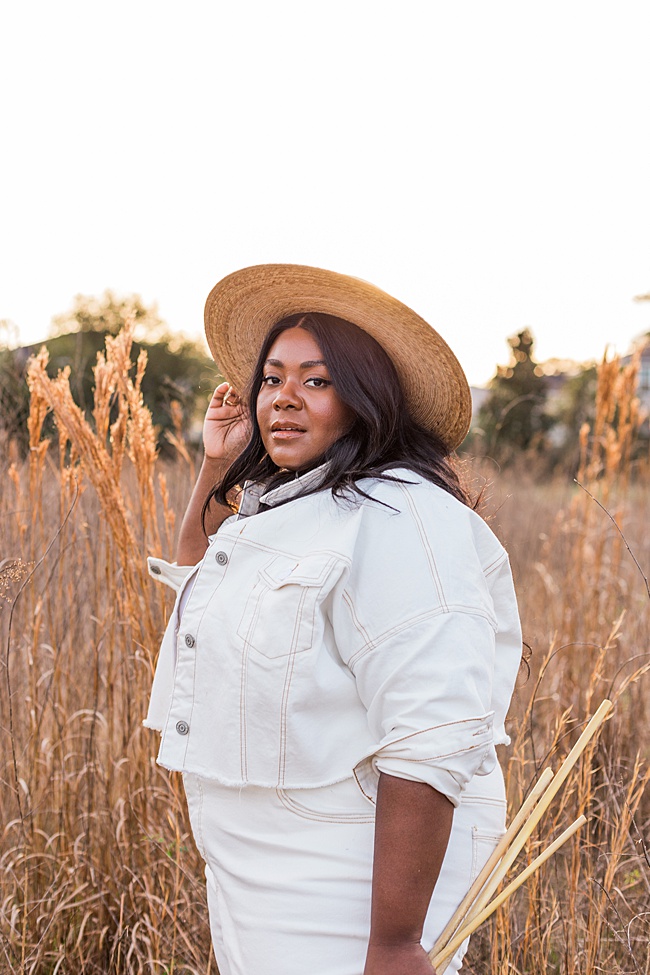 Coachella, Coronavirus, Eloquii, Plus Size Fashion, Cropped Denim Jacket, Plus Size Mom Jeans, Lack of Color Palma Hat, Monochromatic Outfit, Women's Fashion