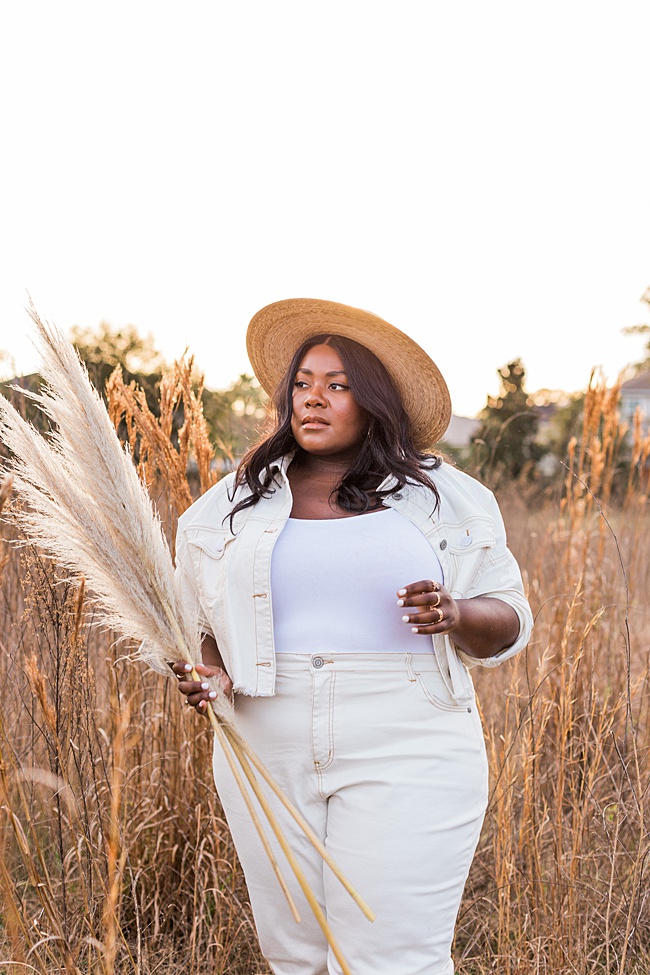 Coachella, Coronavirus, Eloquii, Plus Size Fashion, Cropped Denim Jacket, Plus Size Mom Jeans, Lack of Color Palma Hat, Monochromatic Outfit, Women's Fashion