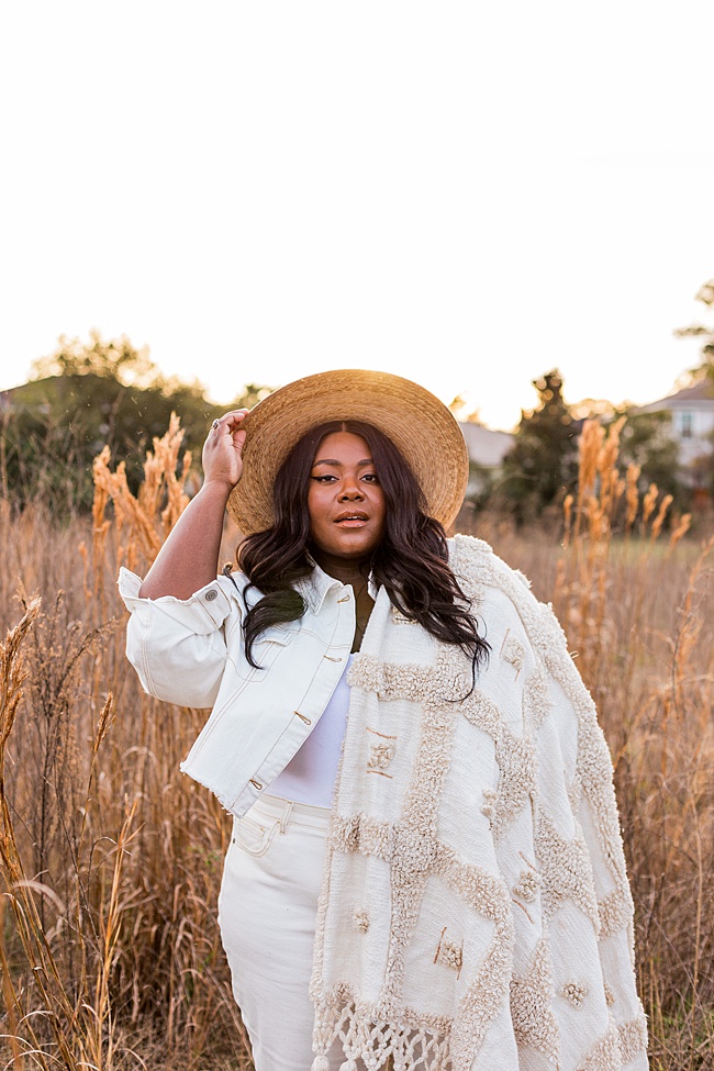 Coachella, Coronavirus, Eloquii, Plus Size Fashion, Cropped Denim Jacket, Plus Size Mom Jeans, Lack of Color Palma Hat, Monochromatic Outfit, Women's Fashion