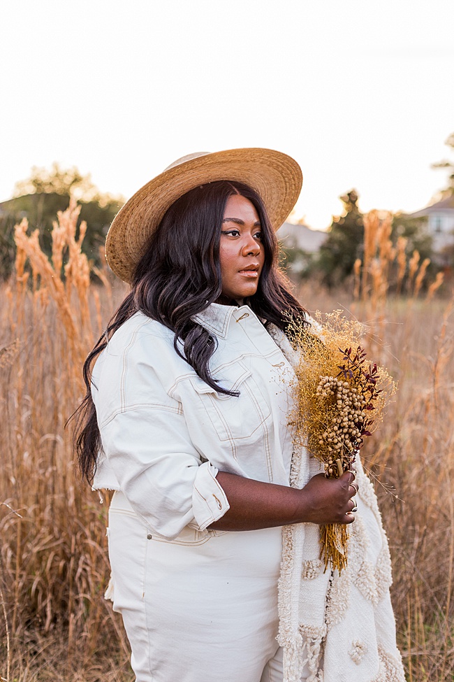 Coachella, Coronavirus, Eloquii, Plus Size Fashion, Cropped Denim Jacket, Plus Size Mom Jeans, Lack of Color Palma Hat, Monochromatic Outfit, Women's Fashion