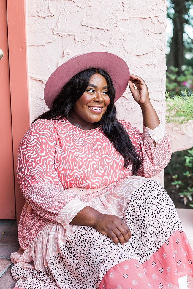 Anthropologie, #MyAnthropologie, Plus Size Fashion, Jodie Maxi Dress, Lack of Color, Sierra Rose Boater, Tezza x Aldo, Sophie Rose, Mixed Prints Dress, Quarantine Style