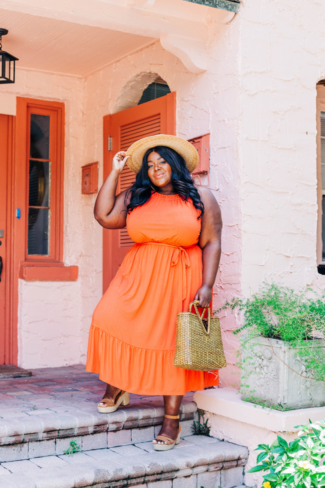 Loft, Halter Dress, Plus Size Fashion, Plus Size Maxi, Palma Wide Brim Boater, Espadrille Wedges, Summer Style, Vacation Style, Plus Size Summer Fashion, 