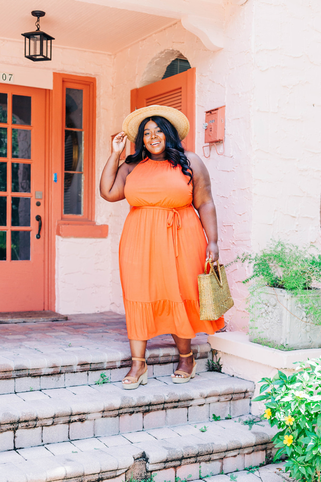 Loft, Halter Dress, Plus Size Fashion, Plus Size Maxi, Palma Wide Brim Boater, Espadrille Wedges, Summer Style, Vacation Style, Plus Size Summer Fashion,