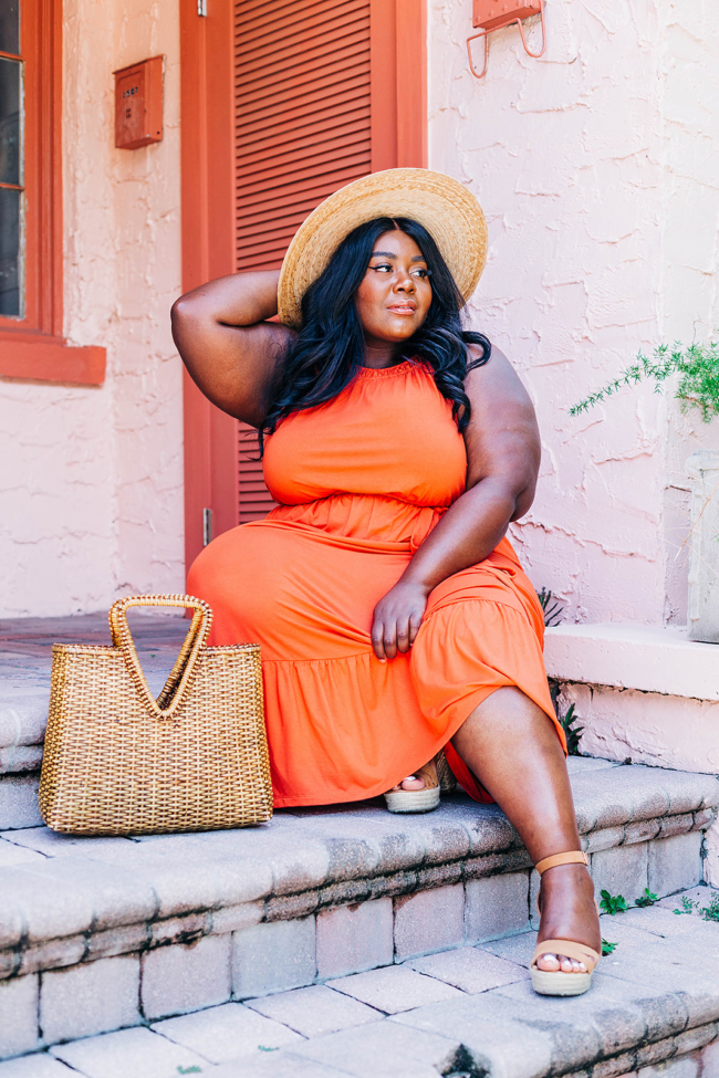 Loft, Halter Dress, Plus Size Fashion, Plus Size Maxi, Palma Wide Brim Boater, Espadrille Wedges, Summer Style, Vacation Style, Plus Size Summer Fashion,