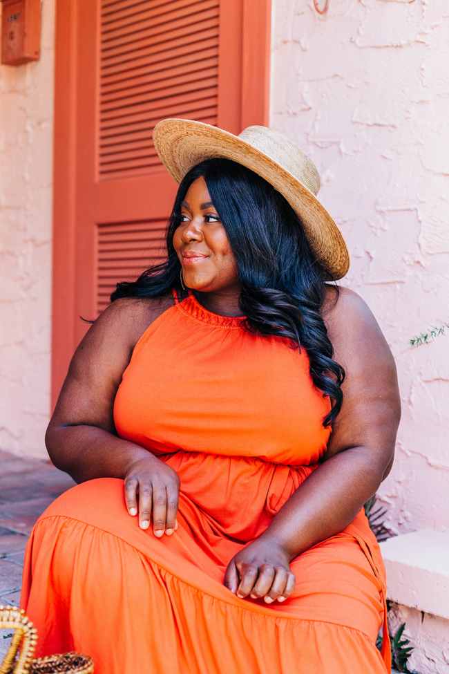 Loft, Halter Dress, Plus Size Fashion, Plus Size Maxi, Palma Wide Brim Boater, Espadrille Wedges, Summer Style, Vacation Style, Plus Size Summer Fashion,