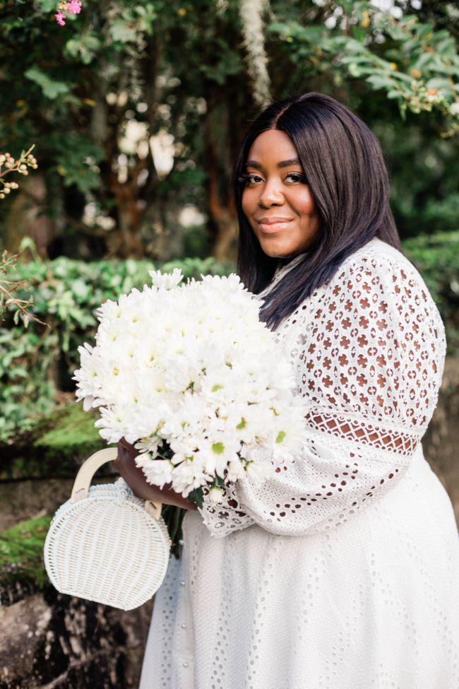 Plus White Borderie Lace Mini Shirt Dress, River Island, Plus Size Fashion, Little White Dress, Lace Dress, ASOS Slingback block heel, Musings of a Curvy Lady, Plus Size Fashion, Thamarr, Plus Size Model, Summer Fashion, Women's Fashion