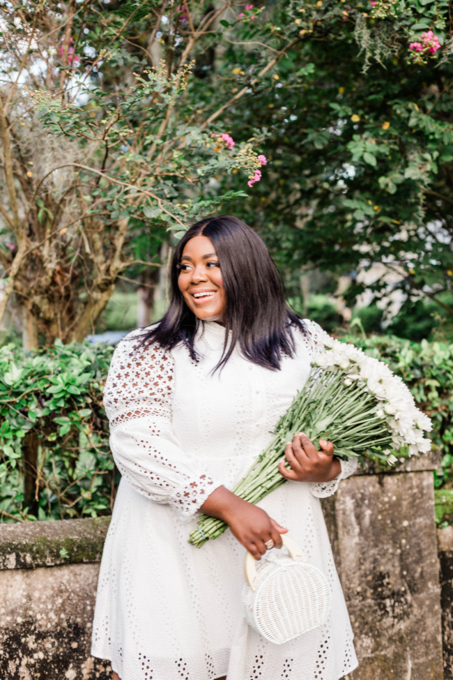 Plus White Borderie Lace Mini Shirt Dress, River Island, Plus Size Fashion, Little White Dress, Lace Dress, ASOS Slingback block heel, Musings of a Curvy Lady, Plus Size Fashion, Thamarr, Plus Size Model, Summer Fashion, Women's Fashion