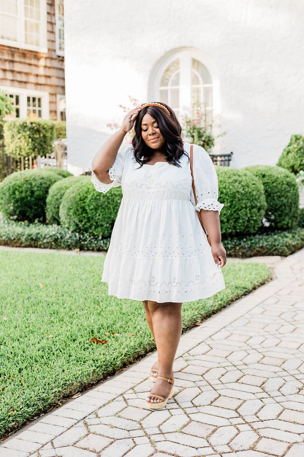 Anthropologie, Adrian Eyelet Mini Dress, White Eyelet Dress, Plus Size Spring Dresses, Black Plus Size Model