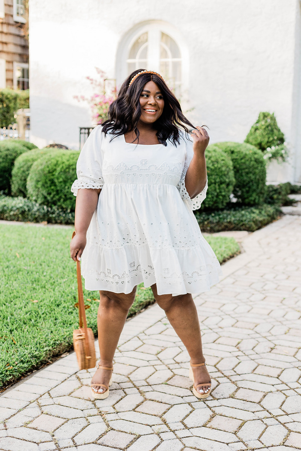 Anthropologie, Adrian Eyelet Mini Dress, White Eyelet Dress, Plus Size Spring Dresses, Black Plus Size Model