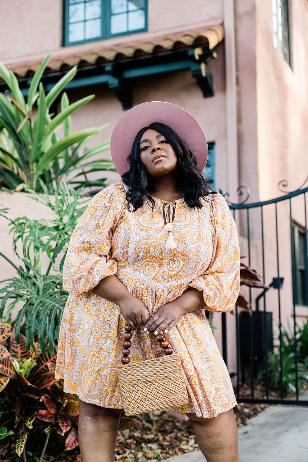 Agathe Lace Mini Dress Anthropologie, Plus Size Model, Lack of Color Sierra Rose Hat