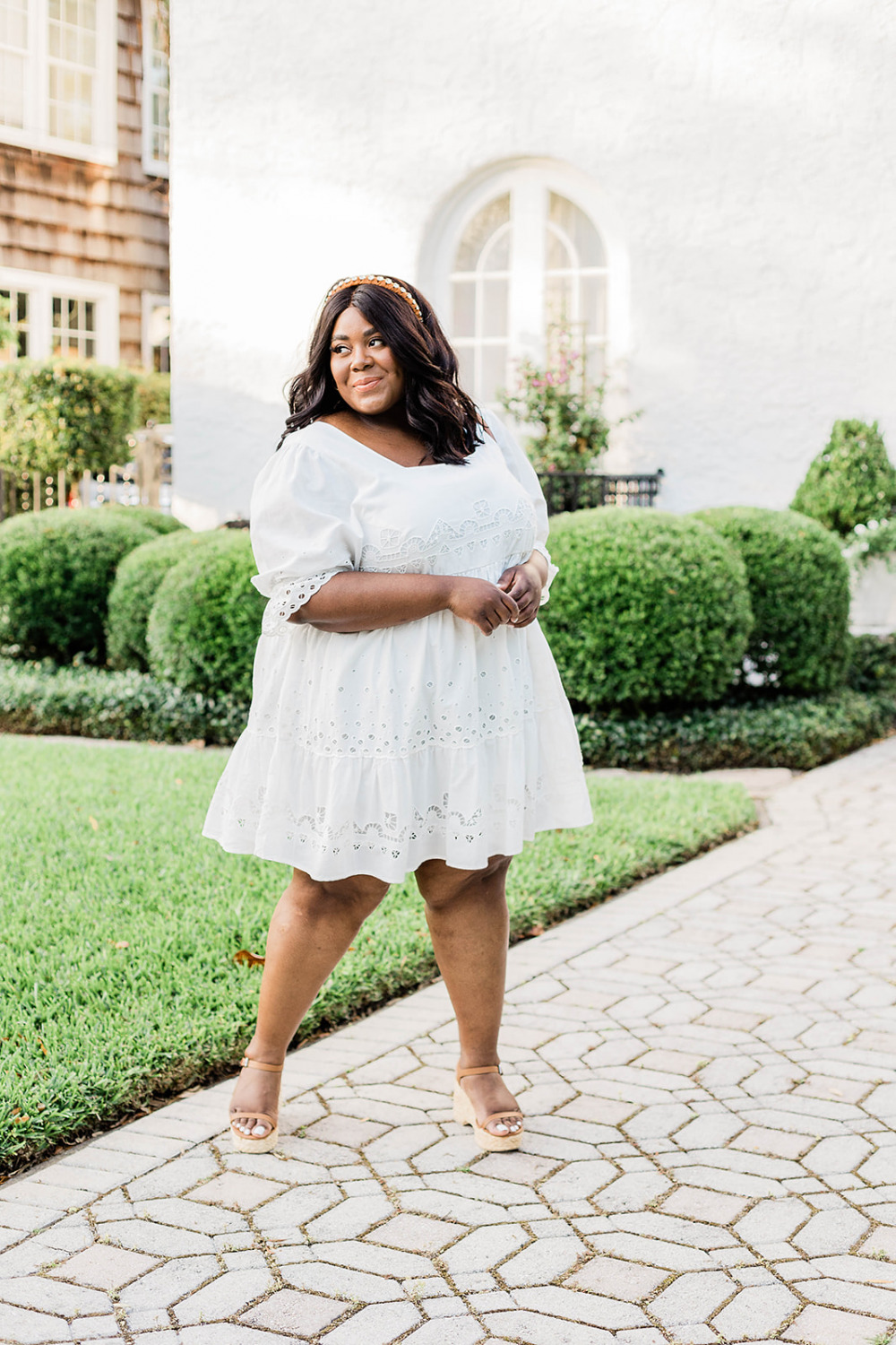 Anthropologie, Adrian Eyelet Mini Dress, White Eyelet Dress, Plus Size Spring Dresses, Black Plus Size Model