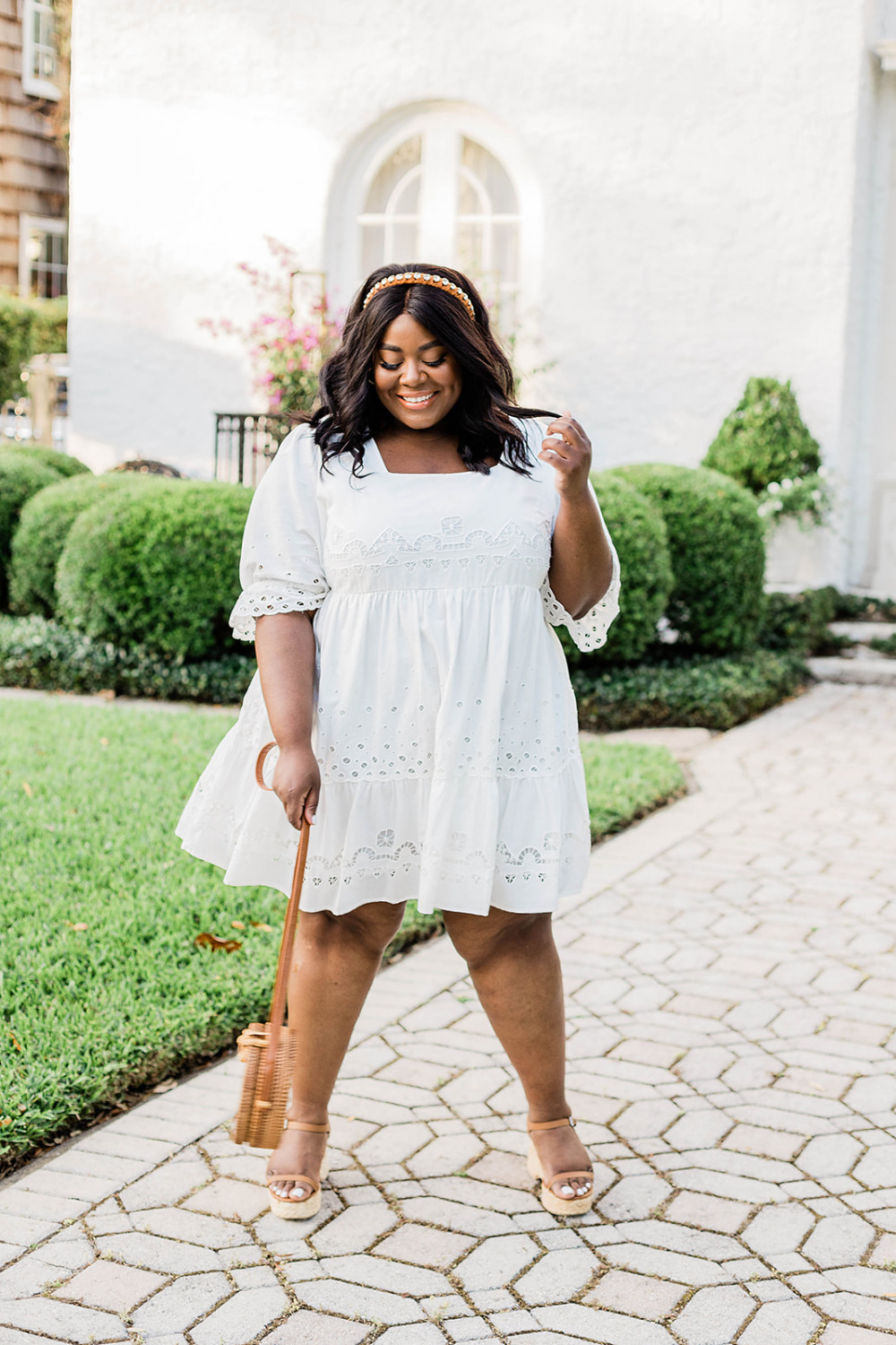 Anthropologie, Adrian Eyelet Mini Dress, White Eyelet Dress, Plus Size Spring Dresses, Black Plus Size Model