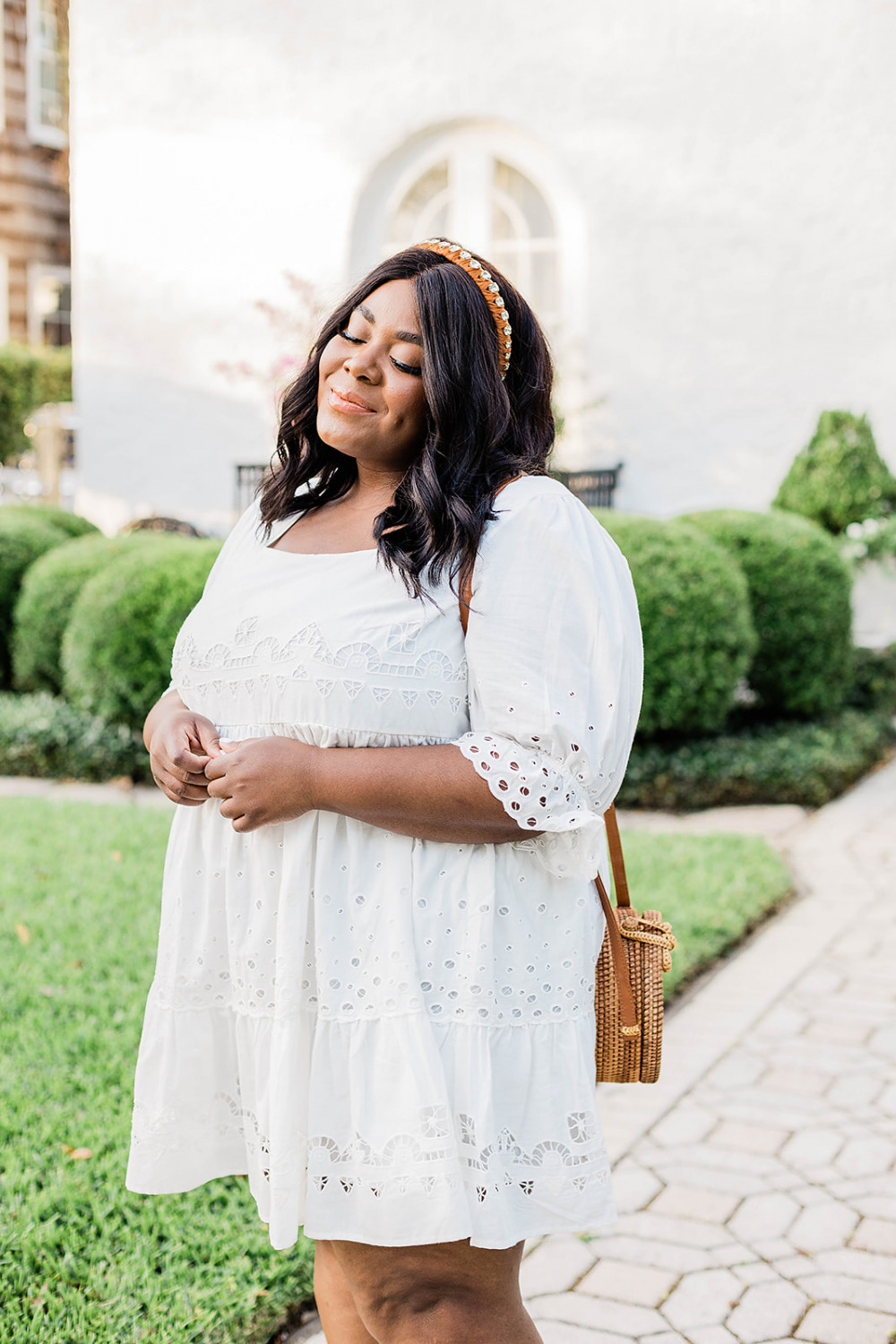 Anthropologie, Adrian Eyelet Mini Dress, White Eyelet Dress, Plus Size Spring Dresses, Black Plus Size Model