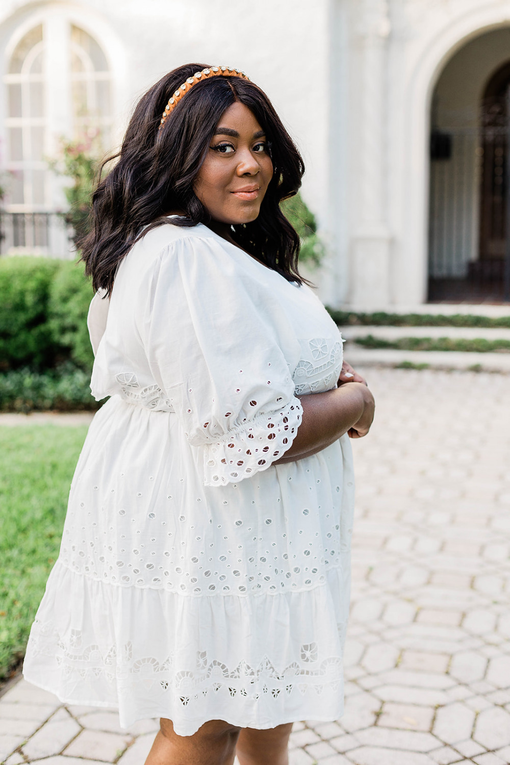 Anthropologie, Adrian Eyelet Mini Dress, White Eyelet Dress, Plus Size Spring Dresses, Black Plus Size Model