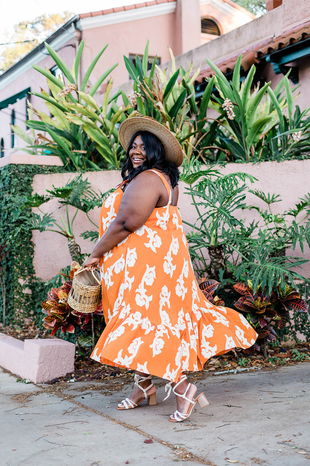 Phoebe Flounced Maxi Dress Anthropologie Plus Size Fashion Vacation Style, Black Woman on Island Vacation