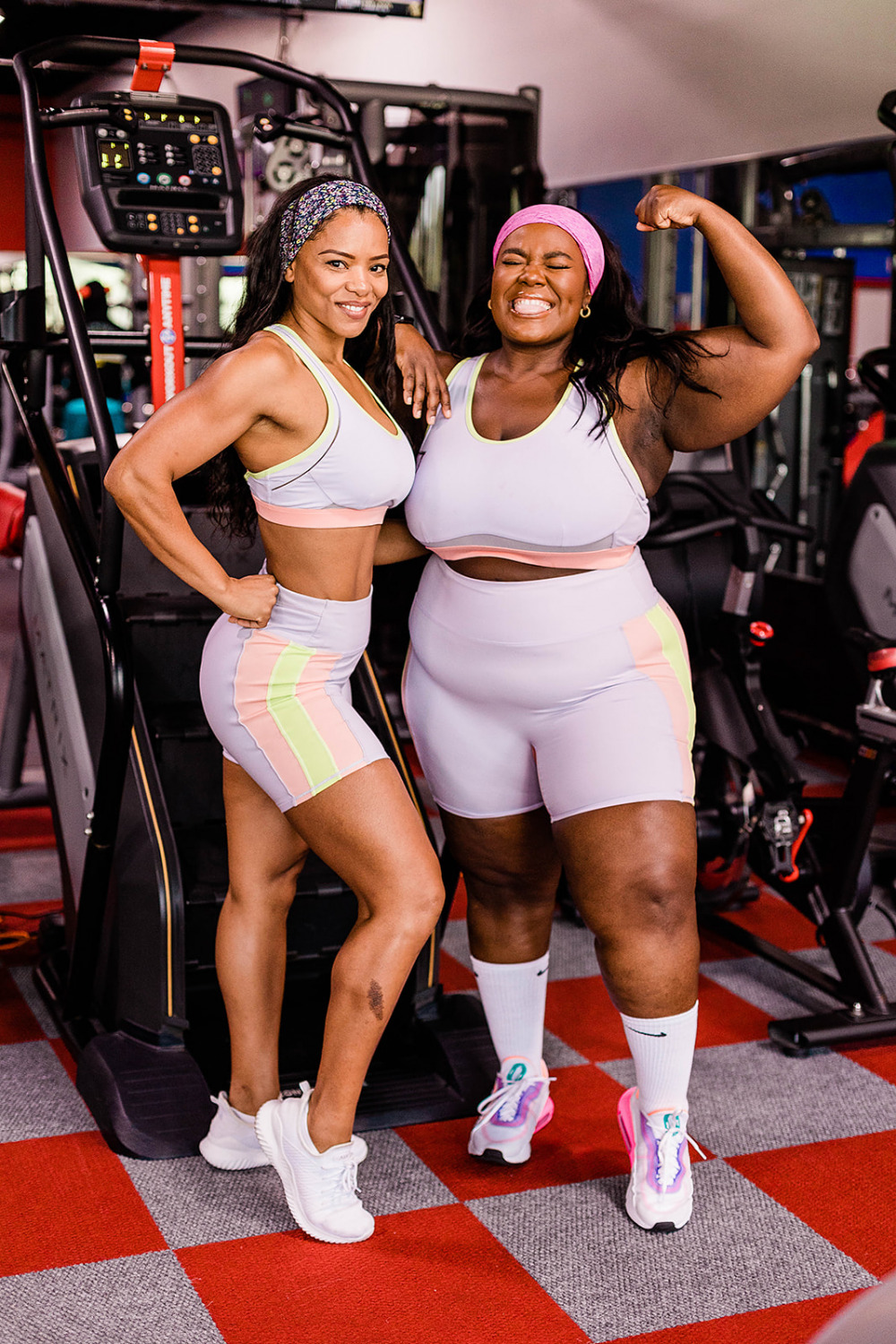 Fabletics Model, Two women Working out at the Gym, All bodies at the gym, Body positive, Fitness for all, movement for all